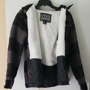 Casual Country Plaid Jacket with Sherpa Lining